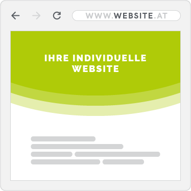 Darstellung einer Website mit dem Text 'Ihre individuelle Website', repräsentiert die Wichtigkeit von einzigartigem Design und SEO-optimierten Inhalten, um sich von der digitalen Masse abzuheben.